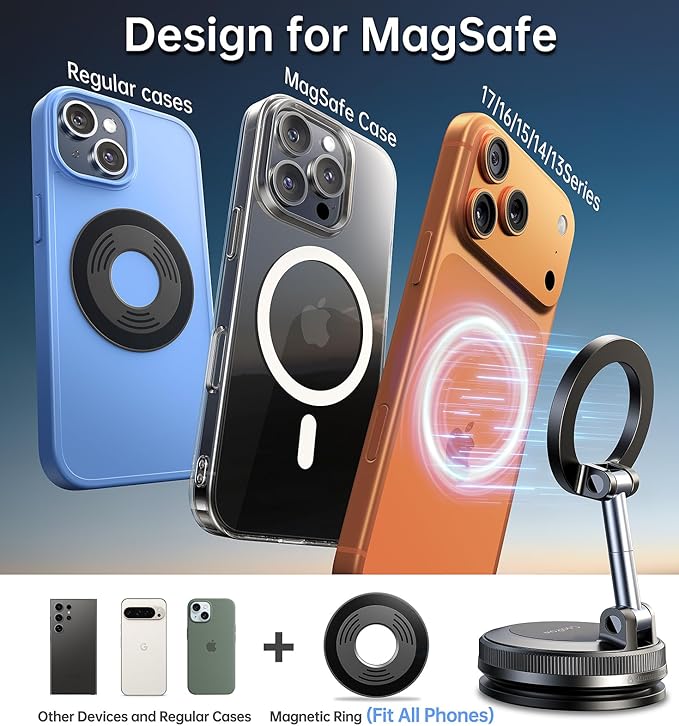 Coolpow for Magsafe Car Mount【2026 Most Fashionable】Magnetic Phone Holders for Your Car【Strongest Nano-gel Suction】for iPhone Car Mount 2.0 Magnetic Phone Holder Mount for iPhone 17 Pro Max 16 15 14