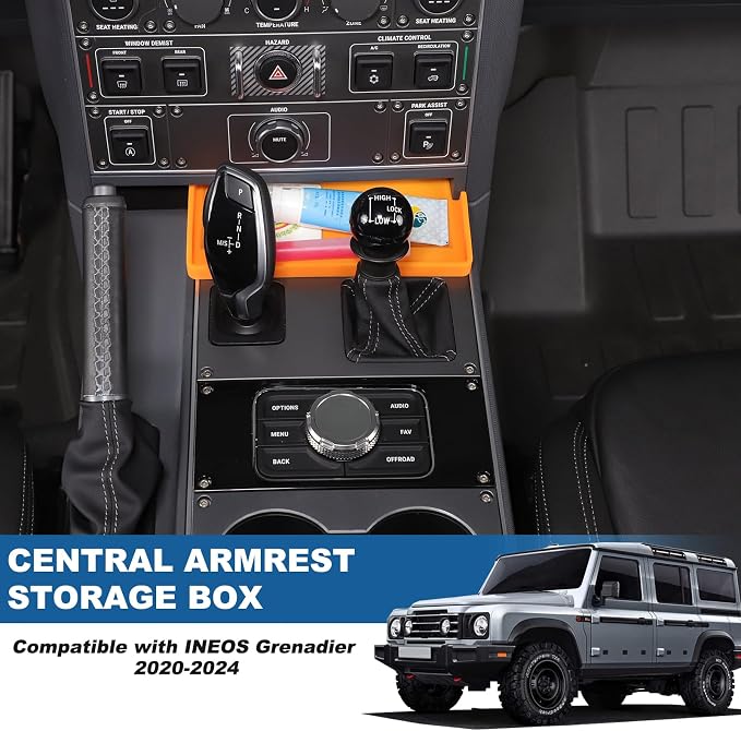Gear Shift Center Console Front Tray Organizer Compatible with INEOS Grenadier 2020-2024, Center Console Organizer Insert Tray Accessories (Orange)