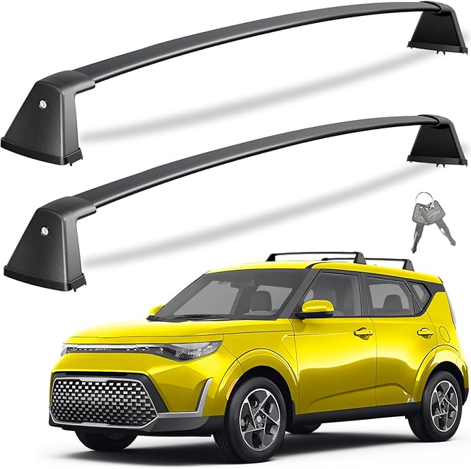 Tuyoung 220lbs Lockable Roof Rack Cross Bars Compatible with Kia Soul 2020 2021 2022 2023 2024 2025 Without Side Rails, Aluminum Roof Rails Crossbars Cargo Bars Luggage Carrier Black Accessories