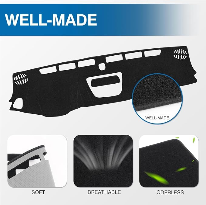 KUST Black Dash Cover for Chevy Chevrolet Colorado 2015-2021 2022 Left Hand Driving Polyester Dashboard Cover Non-Slip Center Console Dash Cover Interior Accessories for Colorado Sunshade No Glare