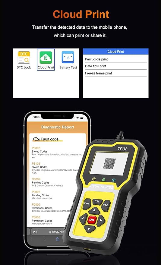 Upgraded 6 in 1 TP02 Fit for BMW Mercedes-Benz Audi Honda Toyota Nissan OBD2 Scanner, Full System Enhanced OBDII Diagnostic Scan Tool and Code Reader with Reset Services, Support Oil Reset