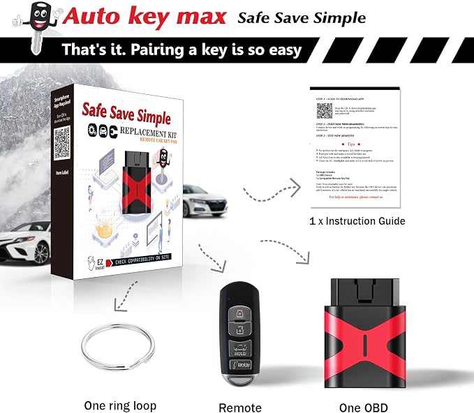 Programmable Keyfob, Replacement Car Keys Fob and DIY Programmer Kit Tool for 2012-2019 Mazda 3 5 6 CX-3 CX-5 CX-9 Smart Remote Key WAZSKE13D01