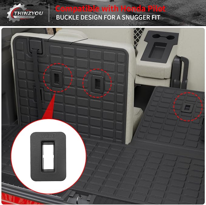 Trunk Mat Compatible with 2023-2026 Honda Pilot Cargo Mat Cargo Liner Trunk Liner Back Seat Cover Protector TPE All Weather 2025 Pilot Accessories (Trunk Mat with Backrest Mat)