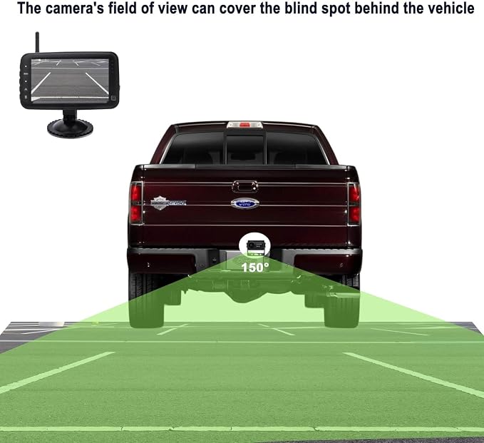 Wireless Backup Camera HD Monitor, Easy Install Stable Digital Signal No Delay Rear View Camera, Color Image Night Vision Reverse Camera for Car, Truck, Pickup, SUV, Van, Camper