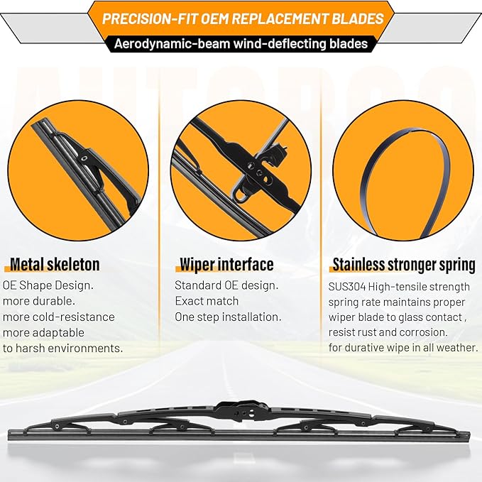 AUTOBOO 22"+22"Windshield Wipers Replacement for Ford F150 F250 F350 F450 F550 2025-2021 2020 2019 2018 2017 2016 2015 2014 2013 2012 2011 2010 2009 -Original Factory Quality Wiper Blades (Pack of 2)