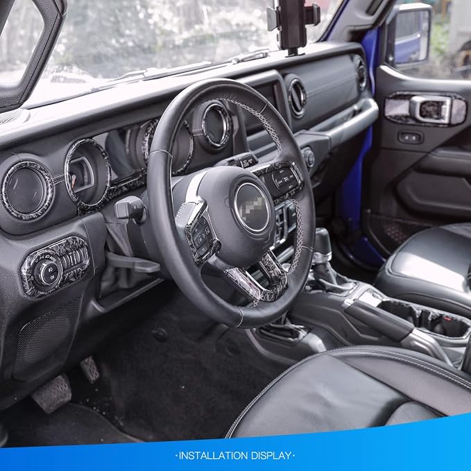 Barong for Jeep Wrangler JL JLU Gladiator JT 2018-2023 Accessories Interior Decoration Steering Wheel Gear Cup Holder Door Panel AC Air Vent Reading Light Cover 23PCS Full Set (Forging Pattern)