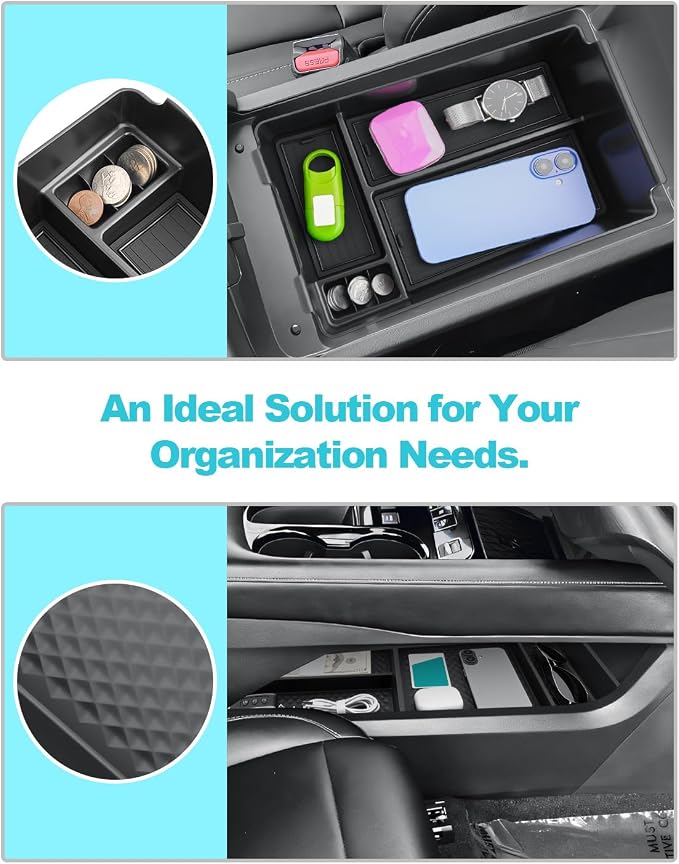 CDEFG 4Pcs for 2025 2026 Murano Center Console Organizer for 2025 2026 Murano Accessories Middle Console & Lower Console Organizer Tray Armrest Storage Box & Wireless Charging Cover