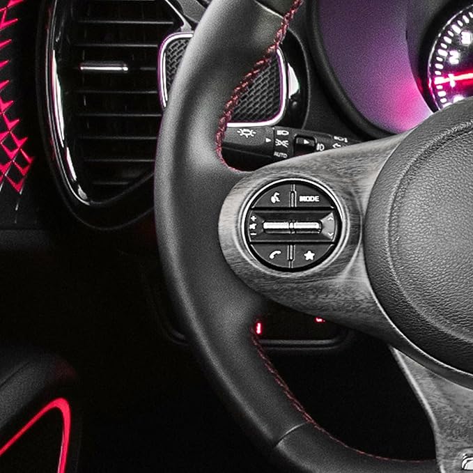 ABS Car Steering Wheel Frame Cover Steering Wheel Button Panel Frame Compatible with Kia Soul GT 2020-2025 Accessories (Wood Grain Style)