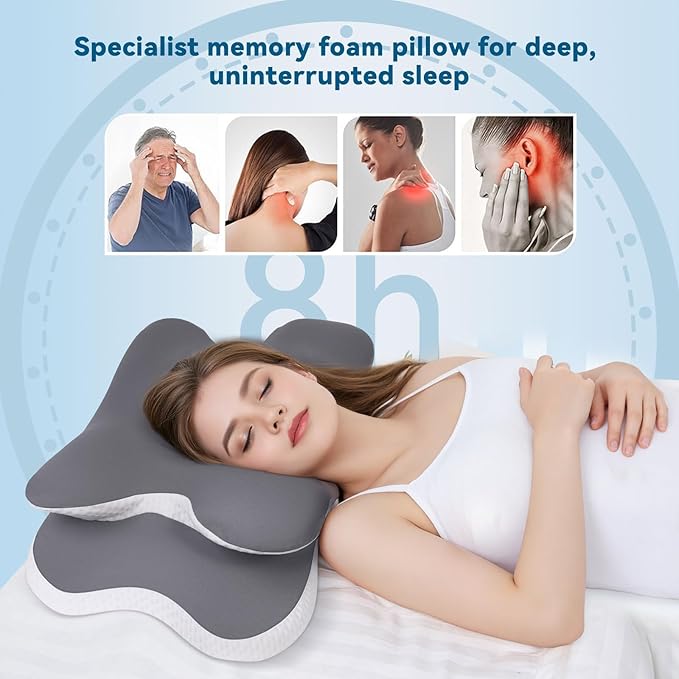 Orthopedic Cervical Neck Pillow for Sleeping Ergonomic Memory Foam Cooling Bed Pillow for Pain Relief, Neck Pillow for Side Back and Stomach Sleepers
