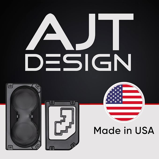 AJT Design V2 Cup Holder & Shifter Kit Compatible with Toyota Tundra 2014-2021 | Oversized Cup Holder Insert, Gear Shifter Cover, Shifter Trim Rings, Center Console Shifter Cover - Black