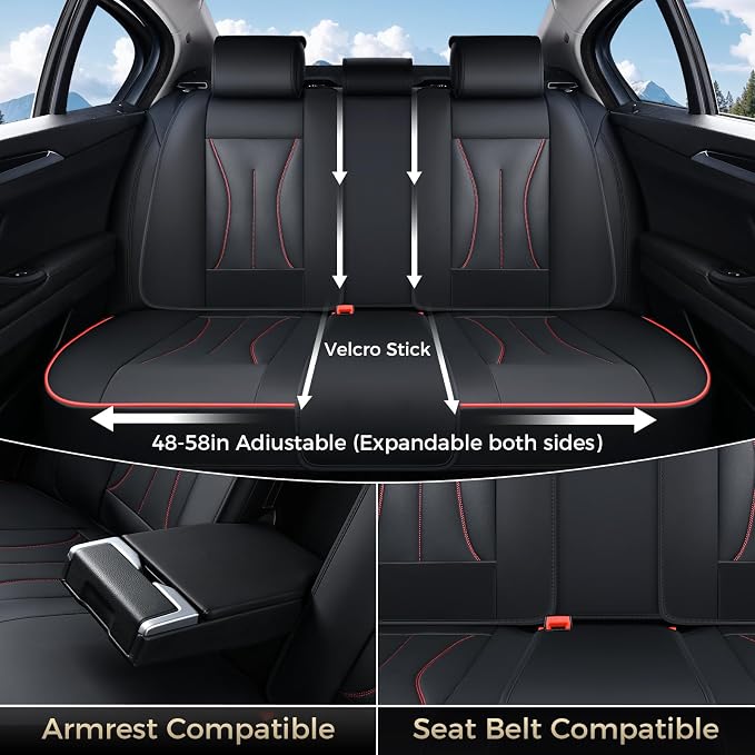 FLORICH Leather Car Seat Cover, Car Seat Covers Full Set, Waterproof Car Seat Protectors 5 Seats, Front and Rear Seat Covers for Cars, Automotive Seat Covers Protector Fit for Most Cars Trucks