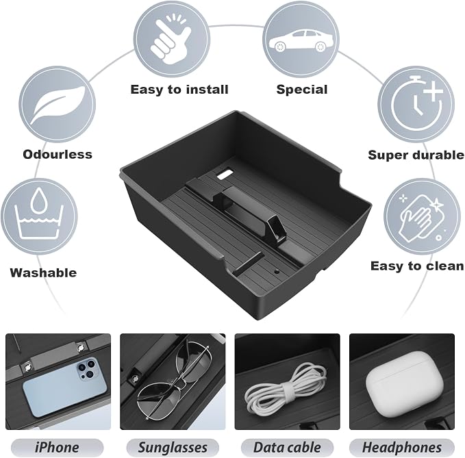 SKTU for 2024 2025 2026 Chevy Traverse Center Console Organizer 2024 2025 2026 Traverse (LS/LT/Z71/High Country/RS) Console Tray 2024 2025 2026 Chevy Traverse Accessories with Sunglasses Holder