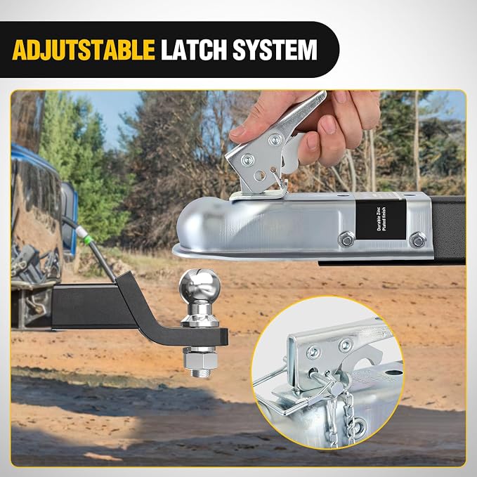 Nilight Straight Trailer Coupler with Security Latch&Chain for 1-7/8 Inch Hitch Ball, 2-Inch Channel,2000 LBS, Heavy Duty Trailler Tongue Coupler for Station Wagon, Truck, Bolted & welded installation