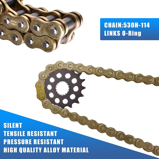 Chain and Sprocket Kit 17T 42T for Suzuki GSX-R1000 09-16, Carbon Steel | Fits GSX-R1000 2009-16, 2013 1M Ed., 2016 30th Ed. High-strength steel, Durable