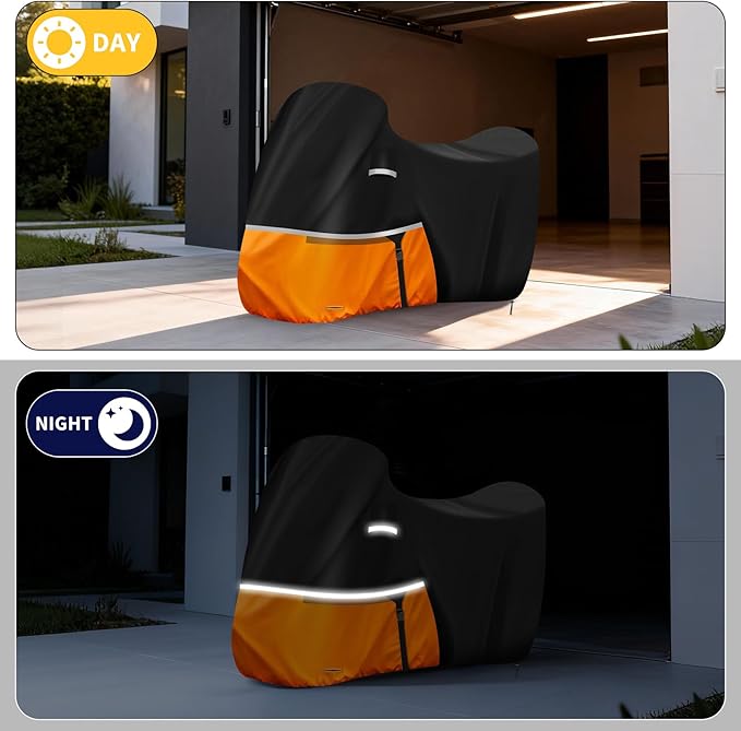 Waterproof Motorcycle Cover for Kawasaki Ninja 400/500/650 Z900 ZX6R (No Trunk Models), 420D Oxford Cloth Heavy Duty Motorbike Cover for Snow Rain UV Dust All Weather Outdoor Protection