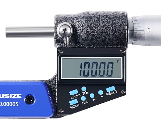 Accusize Industrial Tools 1-2''/25-50 mm by 0.00005''/0.001 mm 7-Key Electronic Digital Micrometer, Water Proof, Ac21-2022 | IP54 Rated, 0.00005"/0.001 mm Resolution, 7-Key, ±0.002" Accuracy