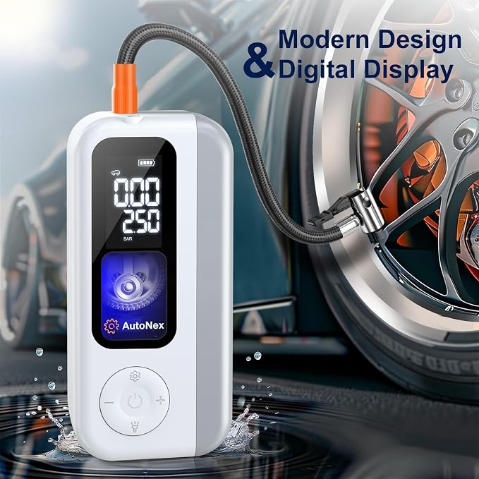 Tire Inflator Portable Air Compressor, Cordless Tire Air Pump with LED Light, 150 PSI Car Tire Air Pump, Electric Tire Inflator for Inflatables, Car, Bike, Motorcycle