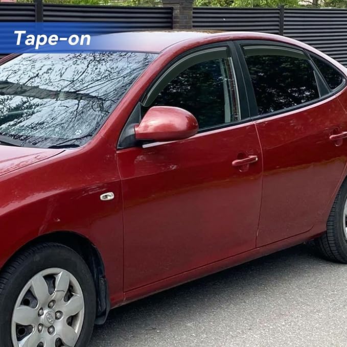 Window Visors Rain Guards for 2007 2008 2009 2010 Hyundai Elantra, Out-Channel Window Vent Wind Deflectors Visors Shades for 07 08 09 10 Elantra