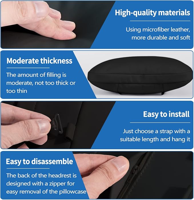 1 Pack Car Headrest Neck Pillow for Tesla Model 3 Model Y Model S Model X Accessories,Car Seat Pillow Head Neck Rest Cushion(Black)