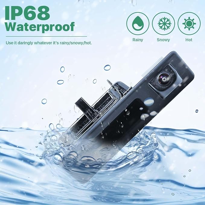 GreenYi AHD 1080P Dynamic Trajectory Trunk Handle Backup Camera, for BMW 3 5 Serise X1 X3 X4 X5 F10 F11 F25 F30 F31 E60 E61 E70 E71 E72 E82 E84 E88 E90 E91 E92 E93 2011-2015, Reverse Rear View Cam
