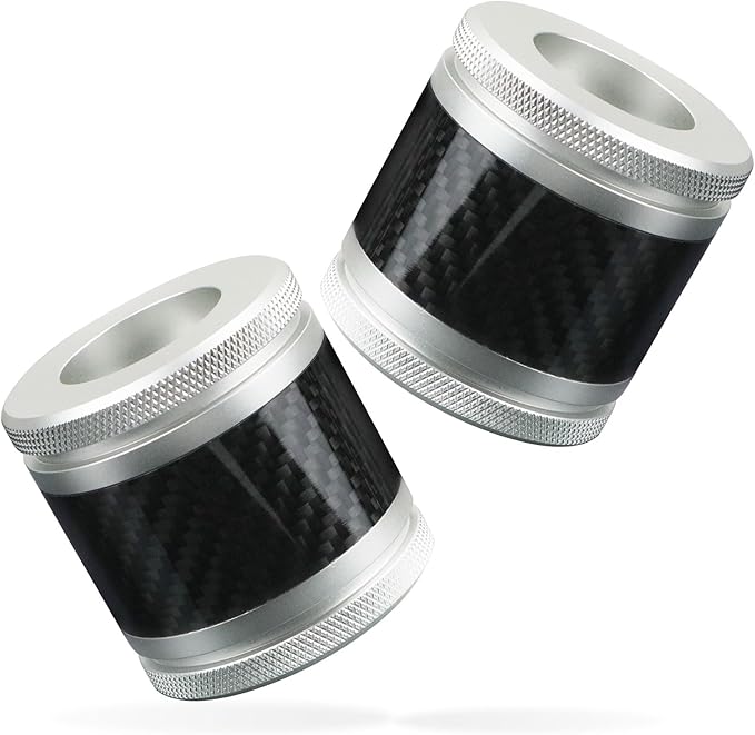 Crash Bar Sliders End Caps CNC Carbon Fiber Inlay Decorative Sliders Fits for 1.25" Front Engine Guard Rear Saddlebag Guard CNC 60mm (Silver)