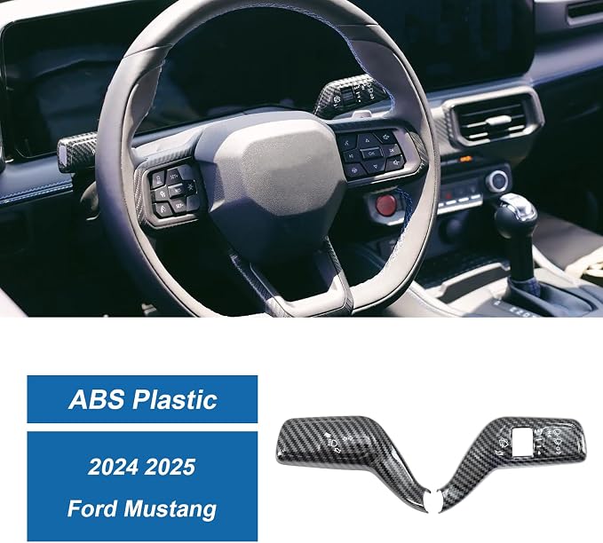 Carbon Fiber Headlight Turn Signal Switch Cover & Wiper Switch Cover Compatible with Ford Mustang 2024 2025