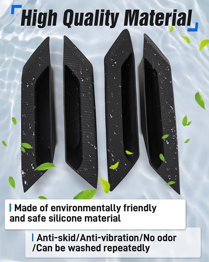 ROADER Bronco Door Handle Storage Box Compatible with Ford Bronco 2021-2025 Accessories 4 Door, Silicone Front & Rear Door Grab Handle Pocket Storage Side Organizer Container, 4PCS - Black
