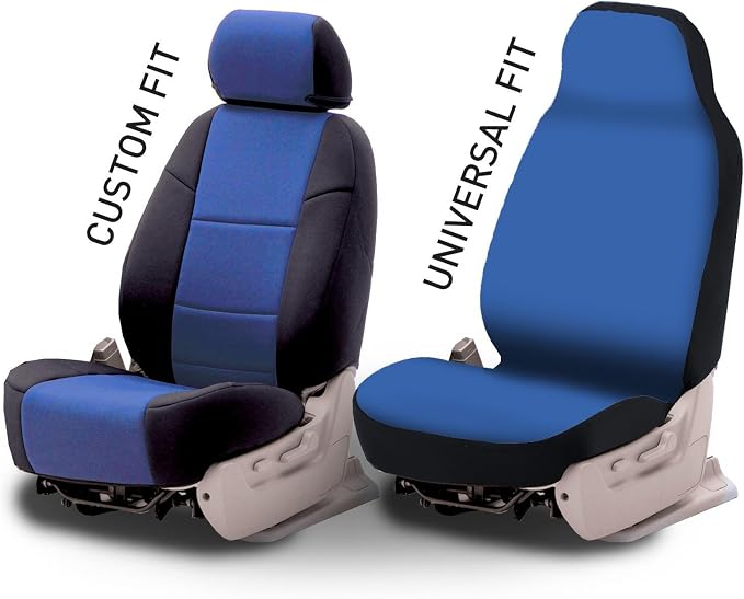 Coverking Custom Fit Front 50/50 Bucket Seat Cover for Select Ford F-Series Models - Neosupreme (Blue with Black sides)