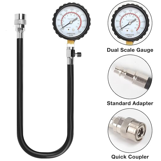 Deluxe Compression Test kit, Compression Tester Gasoline Engines | Model 2506, for 10-18mm Spark Plugs, Comprehensive Set with Dual Scale Gauge and Robust Storage Caseblack