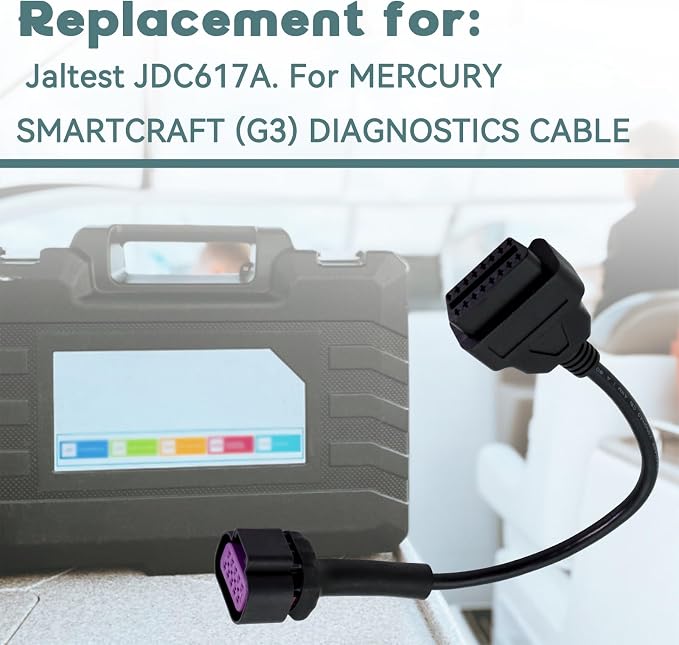 ALEXAPRO OBD2 Adapter 10 Pin Cable Fit for Jaltest JDC617A Mercury | Fit for Jaltest JDC617A DTS for Mercury for Mercruiser Marine Diagnostic Replace JDC617A