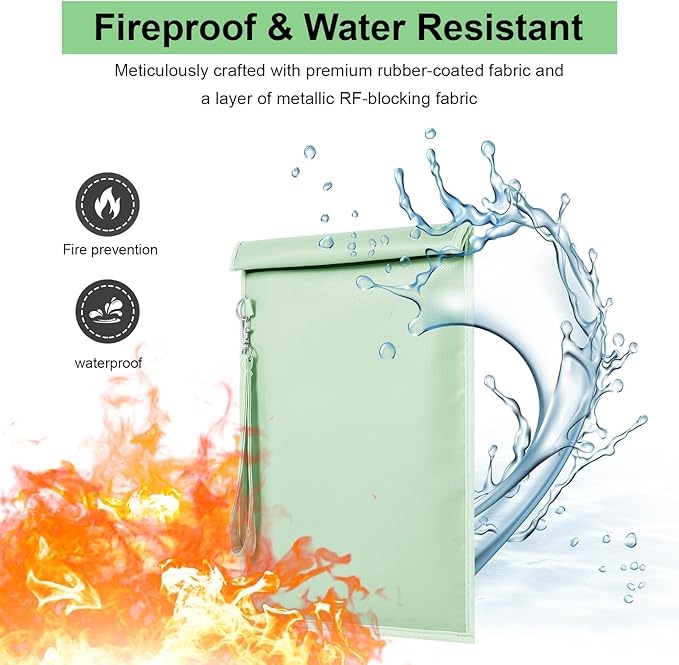 Shinylin 6 Pack Faraday Bags for Laptop Phone Car Key Tablet, EMP Proof Faraday Bags Waterproof Faraday Cage Device Signal Proof Faraday Blocker Pouch for Anti Theft Anti Tracking (Green)