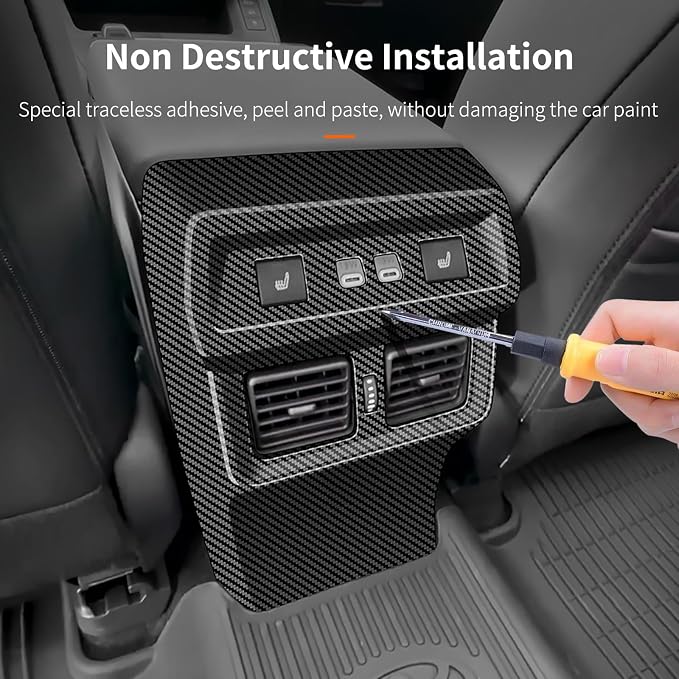 Rear Air Vent Anti-kick Panel Cover Compatible with Toyota RAV4 XLE Premium/SE/XSE/Limited/Woodland 2026+, Rear Air Conditioner Outlet Vent Trim, Back Seat Air Vent Frame for RAV4 2026 (Carbon Fiber)