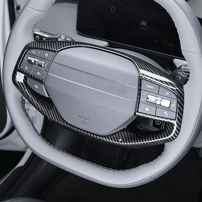 Car Steering Wheel Covers Steering Wheel Button Panel, Protection Frame Molding Trim, Compatible with KIA K4 2024-2026 Accessories (Carbon Fiber Pattern)