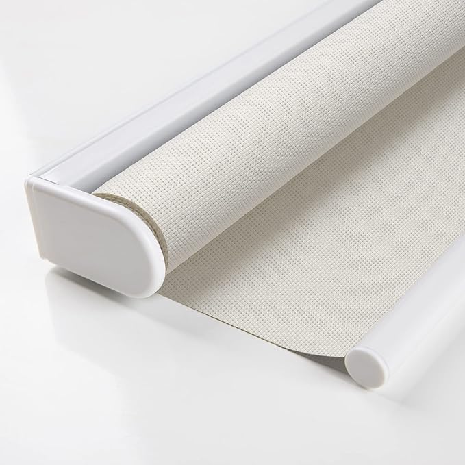 AOSKY Cordless Roller Shades for Windows Light Filtering Shades with 5% Openness Solar Screen Semi Sheer Roller Blinds UV Protection for Office and Home. Easy to Install 25" W x 72" H (White)