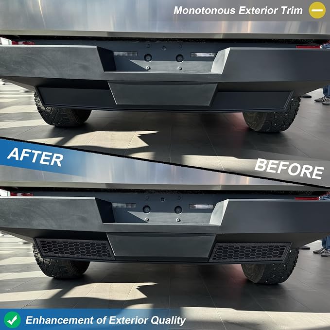 Carbon Fiber Rear Bumper Honeycomb Mesh Trim Cover Compatible with Tesla Cybertruck 2024-2026