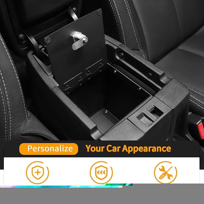 Hoolcar Center Console Armrest Locking Storage Box Armrest Organizer Gun Safe Box with Password Compatible with Jeep Wrangler JK JKU 2011-2017, Interior Accessories
