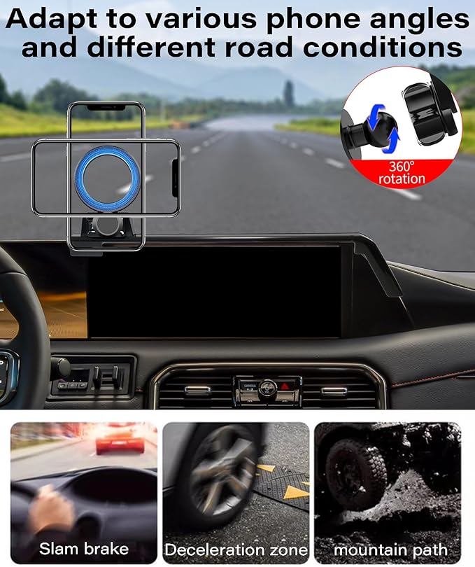 Magnetic Car Phone Mount for 2025 2026 Nissan Armada Accessories, for MagSafe Strong Magnets Cell Phone Holder 14.3-Inch Screen Cradles, with Portable Phone Gripper 360° Rotation