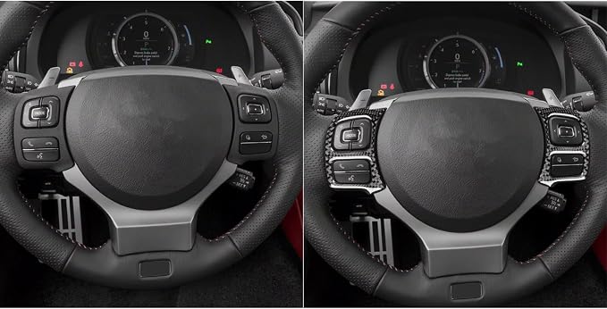 Soft Carbon Fiber Car Interior Steering Wheel Buttons 2/Piece Decorative Stickers for Lexus RC300 350 200T 15-24 Carbon Fiber Interior Accessories