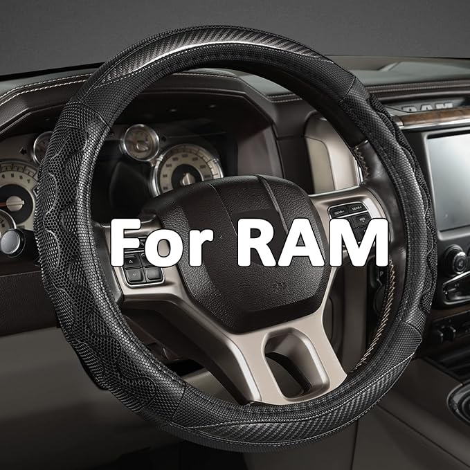 GIANT PANDA Steering Wheel Cover for Dodge Ram 1500 - Car Steering Wheel Covers for Dodge Ram 2500 3500 15.5-16 inch - Gray