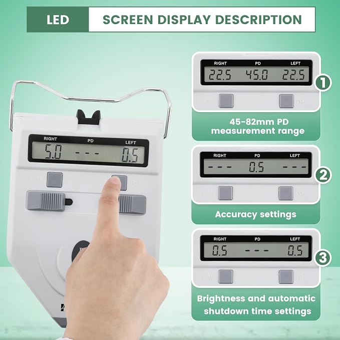 Huanyu Optical Digital Pupilometer with Memory Function LCD Pupil Distance Meter Diopter Compensation PD Measurement Tool for Eyes CE Approved (LY-9A)