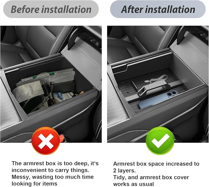 SKTU for 2024 2025 2026 GMC Acadia Center Console Organizer for 2024 2025 2026 GMC Acadia (Elevation/AT4/Denali) Console Tray 2024 2025 2026 Acadia Accessories with Sunglasses Holder