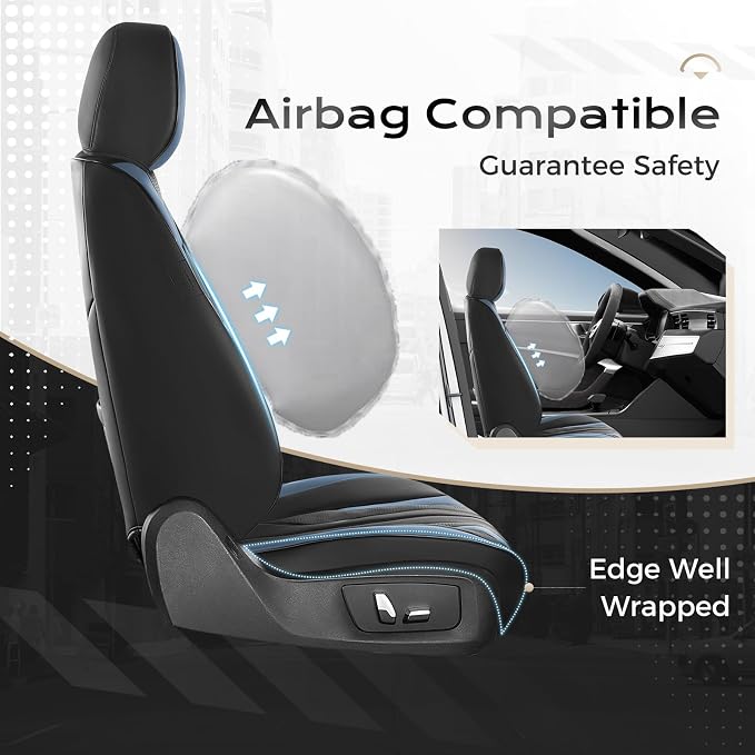 Coverado Car Seat Covers Full Set, Seat Covers for Cars, Front Seat Covers and Back Seat Cover Waterproof Leather Automotive Seat Cover, Universal Car Interior Protectors Cushion for Most Cars