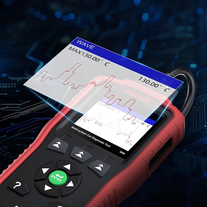 Multi-system OBDII Scanner for Volvo/Saab, iCarsoft i906 Full System Car Diagnostic Tool, Automotive Code Reader with Oil/SAS Reset, Battery Test, Live Graph Data, Full OBD Maintenance