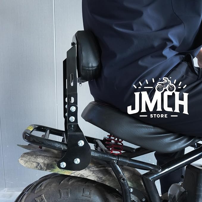 JMCHstore Mini Bike Backrest Sissy Bar w/Cushion for Coleman B200 B200R B200RSV B200C B200V RB200 RT200 Mega Moto B212 MAX - adjustable height slots, padded backrest cushion for rider support