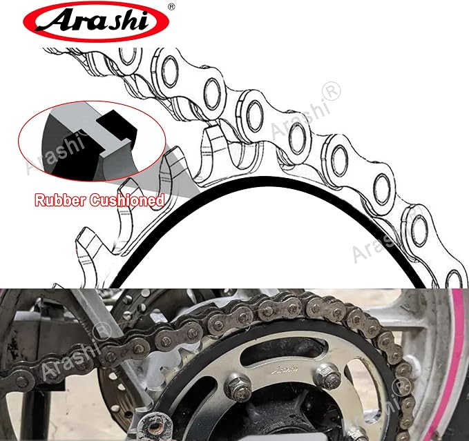 Arashi Front 17T Rear 45T Sprockets for BMW S1000R 2013-2020, S1000RR 2012-2018, S1000XR 2014-2019, Motorcycle Parts 525 Pitch Rubber Cushioned Reduce noise and vibration
