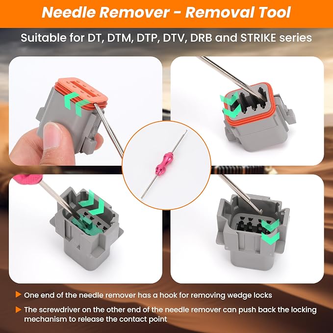 482 PCS DT Deutsch Connector Kit with 2 3 4 6 8 12 Pin Waterproof Automotive Electrical Connectors, Includes Deutsch Crimping Tool & Removal Tool, Size 16 Solid Contacts (14-20AWG)