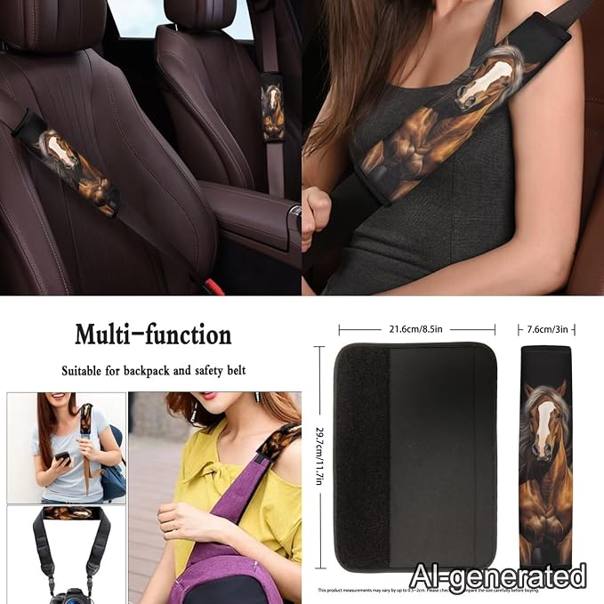 Wild Horse Automotive Seat Cover Set 12 Pcs Center Console Cover Car Seat Belt Pad Cover Steering Wheel Cover Elastic Fabrics Hand Brake Cover Suitable for Most Cars,SUV