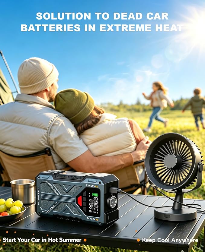 Jump Starter with Air Compressor, 4000A 12V Portable Car Jump Box, 150PSI Tire Inflator Battery Jumper Booster, Power Bank LED Flashlight, Car Emergency Kit for Vehicles (9.0L Gas / 8.0L Diesel)