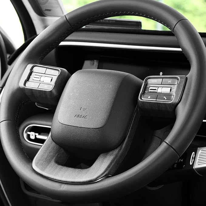 YOUTOOCAR Steering Wheel Cover Trim Compatible with Hyundai Santa Fe 2024-2026 Hyundai Palisade 2026 Hyundai IONIQ 9 Accessories (Wood Grain)