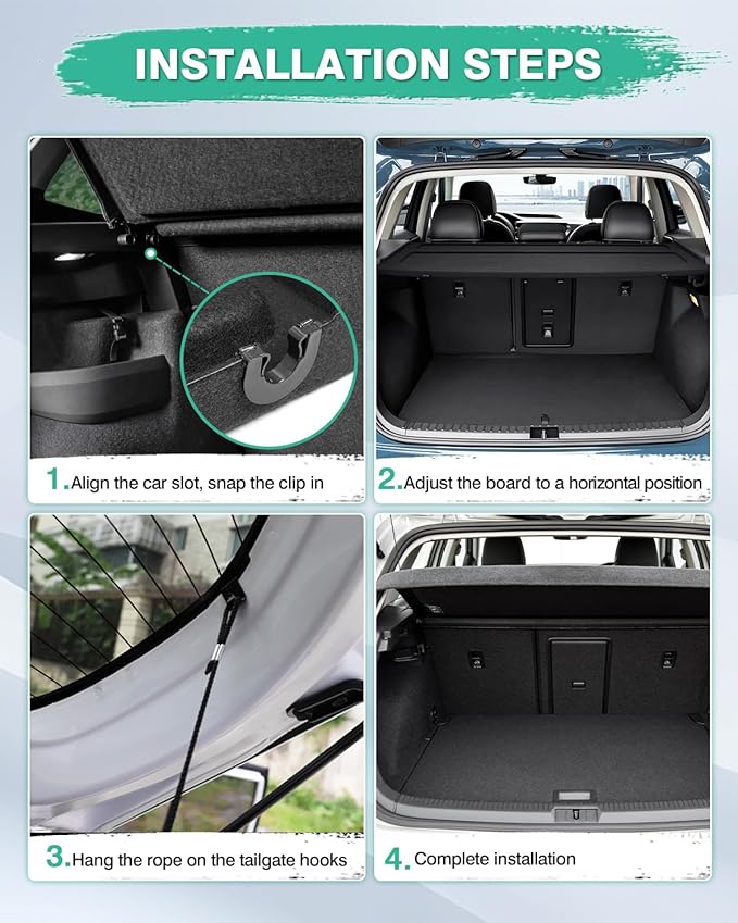 Powerty Cargo Cover for 2022 2023 2024 2025 Volkswagen VW Taos Accessories Trunk Cover Trunk Shielding Shade Cargo Luggage Cover Black (Can Withstand The Load)